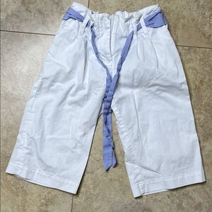 White Culottes with Blue Tie